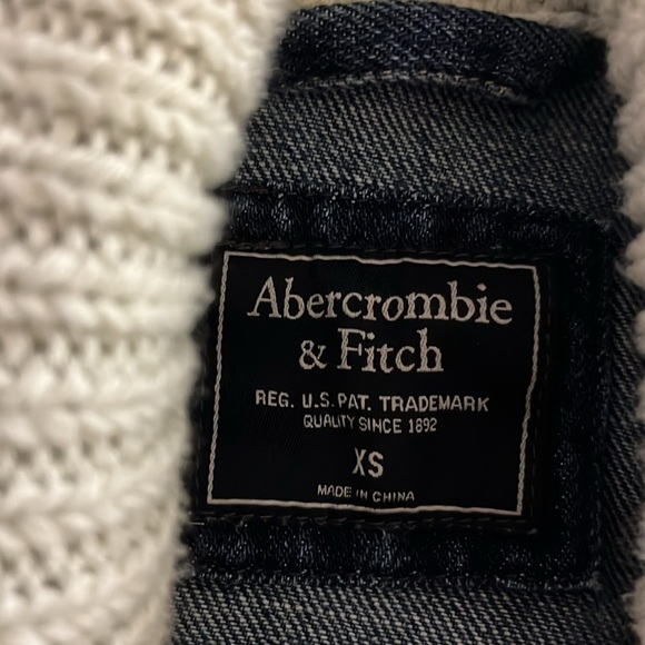 Abercrombie & Fitch Denim Jacket | Size XS | Knit Waterfall Front | Pockets - Picture 3 of 6